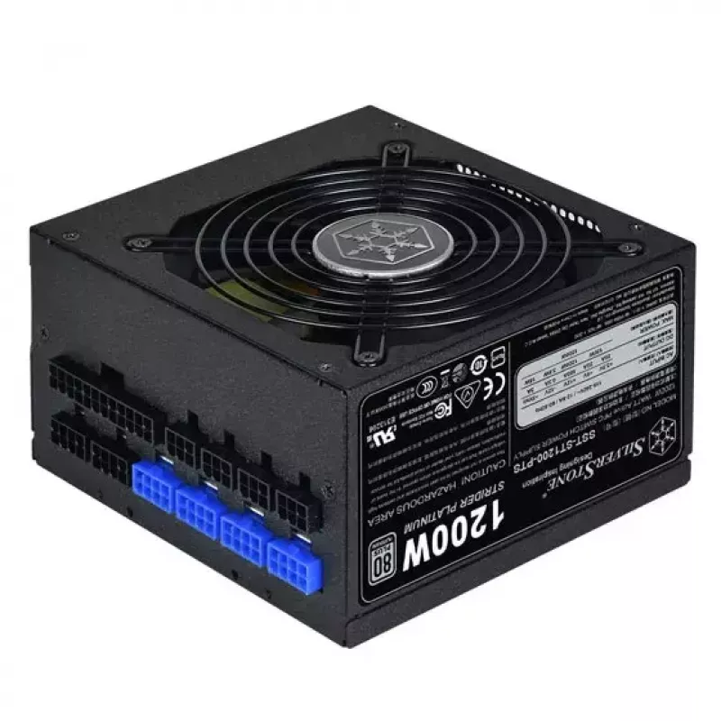 Barošanas bloks SILVERSTONE ST1200-PTS 1200 W 80 PLUS Platinum, 20+4 pin ATX, 120 mm ventilators, Melns