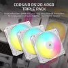 Ventilators Corsair RS120 ARGB 12 cm Balts 420-2100 RPM 3 gab.