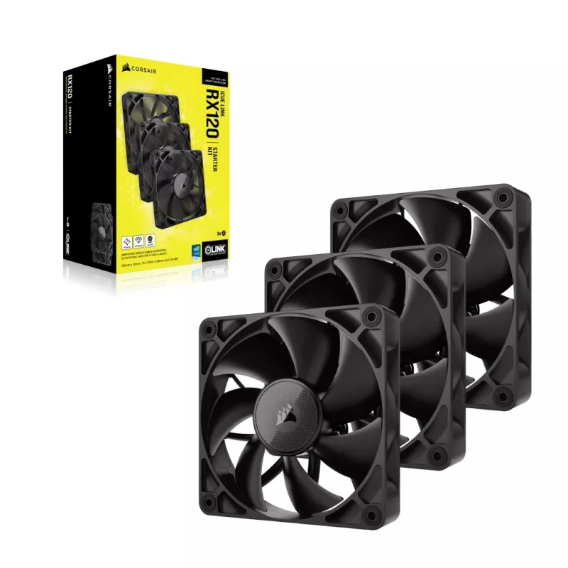CORSAIR Rx Series Icue Link Rx120 120 mm ventilatora trīskāršais ventilatoru komplekts