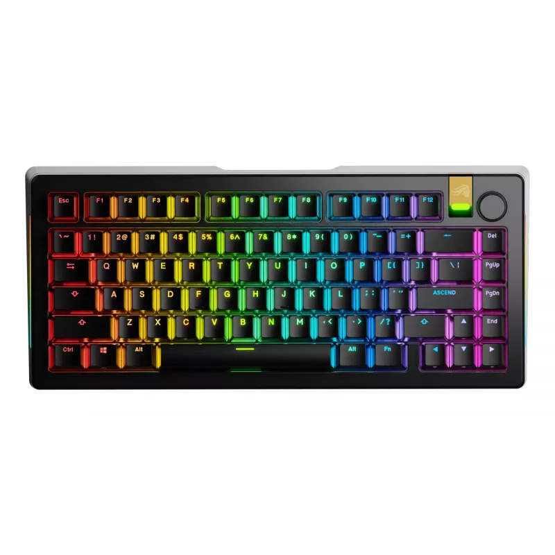 Mehāniska spēļu tastatūra GLORIOUS GMMK 3 PRO HE 75% Wireless RF + Bluetooth, RGB, US QWERTY, melna