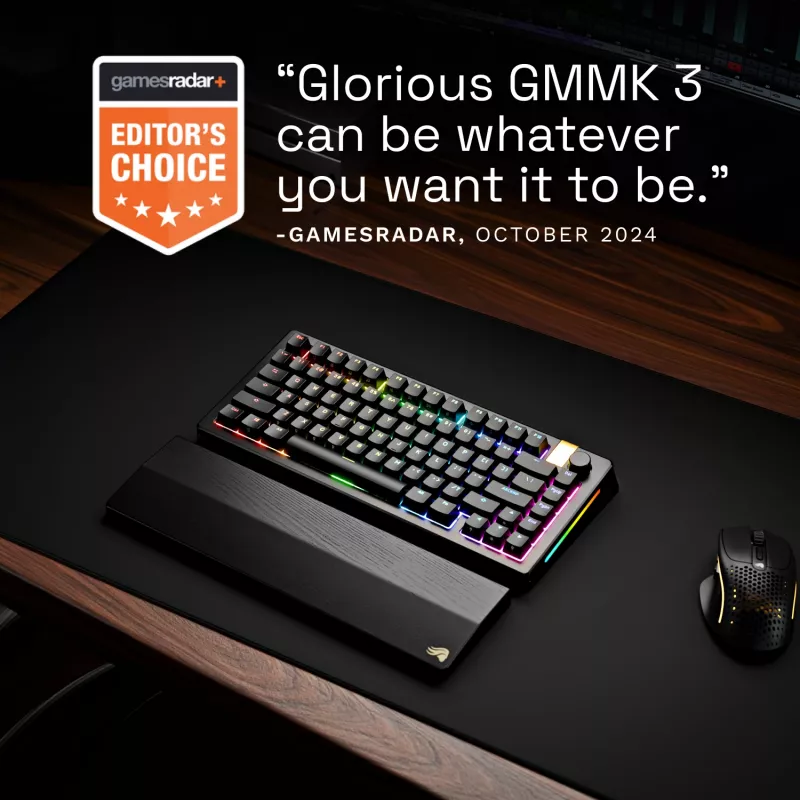 Mehāniska spēļu tastatūra GLORIOUS GMMK 3 PRO HE 75% Wireless RF + Bluetooth, RGB, US QWERTY, melna
