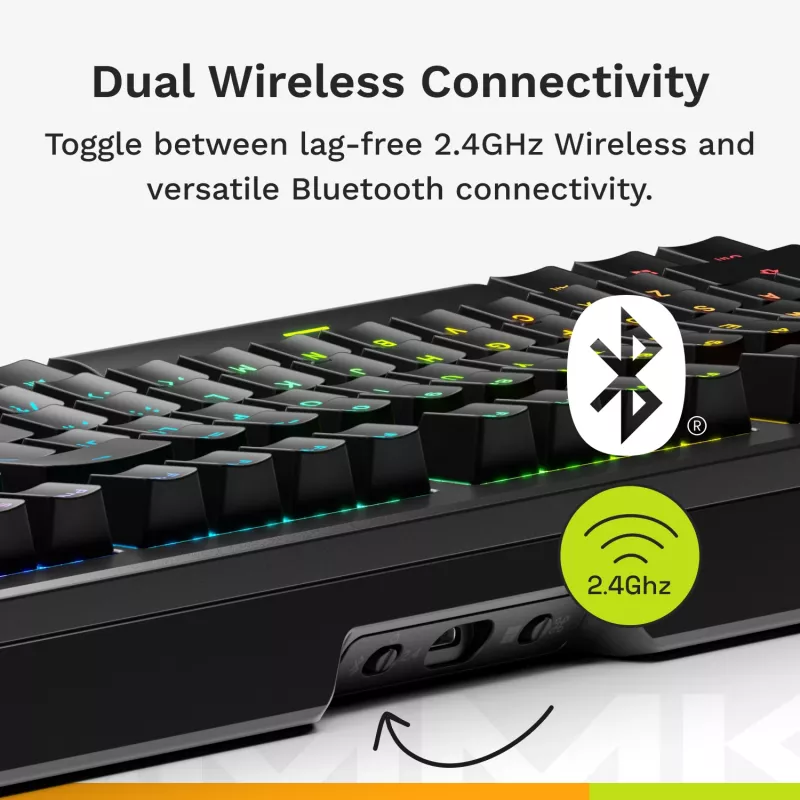 Mehāniska spēļu tastatūra GLORIOUS GMMK 3 PRO HE 75% Wireless RF + Bluetooth, RGB, US QWERTY, melna