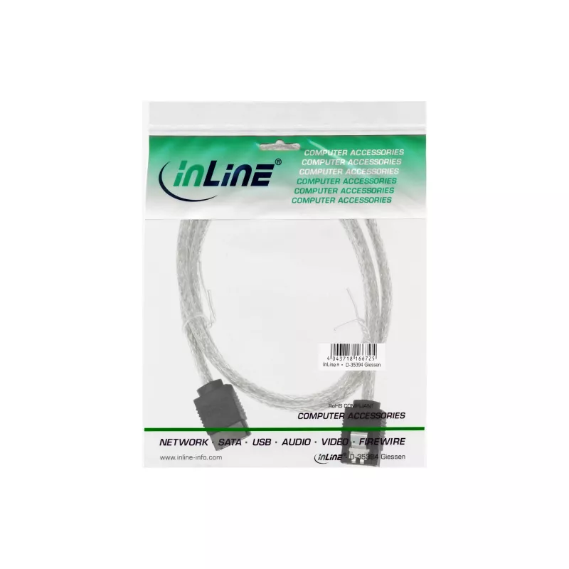 InLine SATA 6Gb/s apaļais vads ar fiksatoriem, 0,5 m