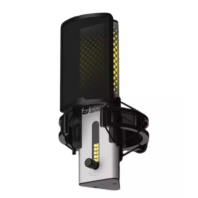 PC mikrofons Endgame Gear XSTRM — vadu USB, jutība -36 dB, 20–20000 Hz, skārienvadība, 2 m kabelis, melns/baltk
