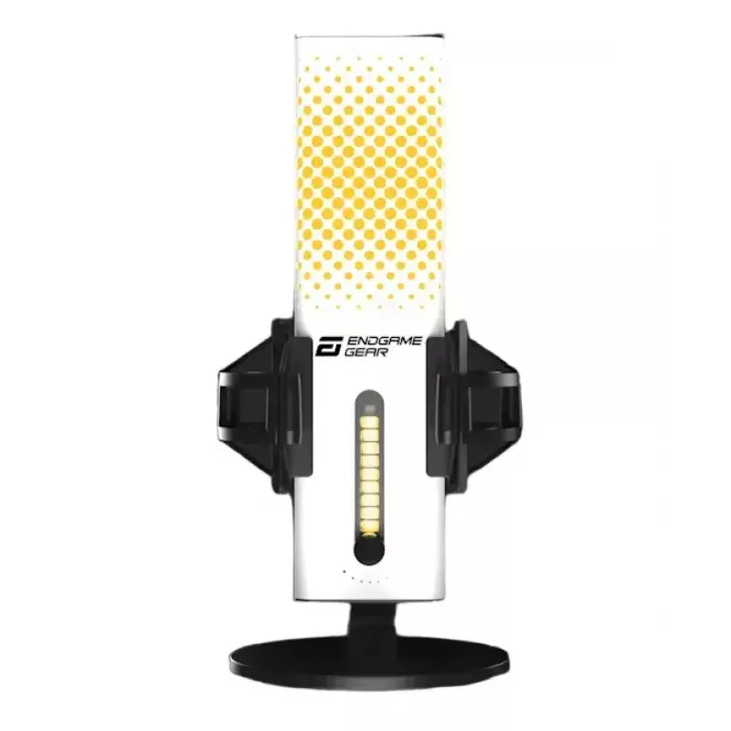 PC mikrofons Endgame Gear XSTRM — vadu USB, jutība -36 dB, 20–20000 Hz, skārienvadība, 2 m kabelis, melns/baltk