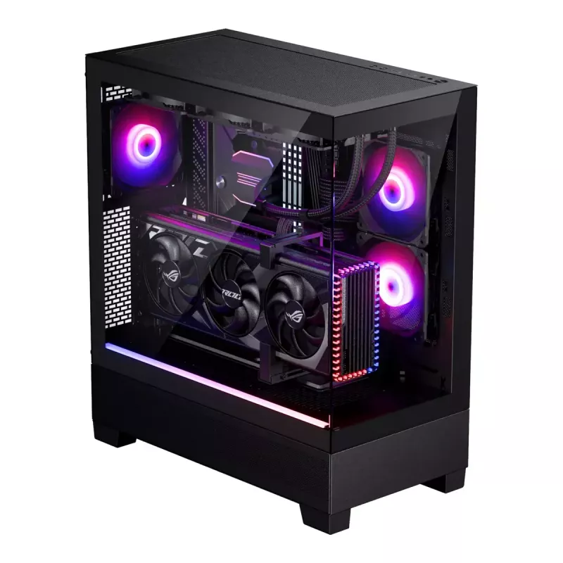Phanteks XT View Tower Melns — Midi-Tower, rūdīts stikls, RGB, atbalsta ATX/EATX/Micro-ATX/Mini-ITX, GPU līdz 41.5 cm, CPU dzesētājs 184 mm