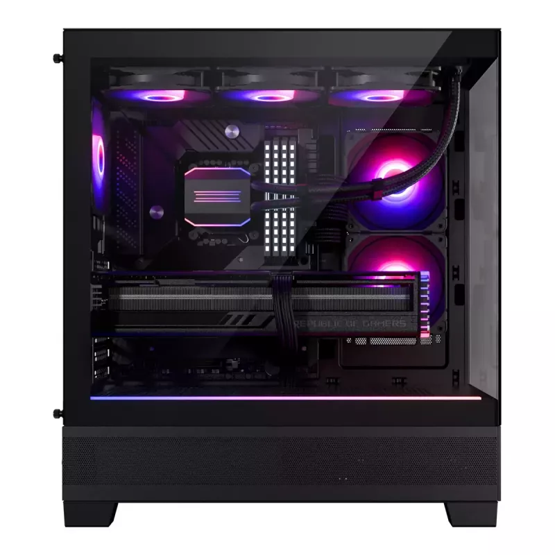 Phanteks XT View Tower Melns — Midi-Tower, rūdīts stikls, RGB, atbalsta ATX/EATX/Micro-ATX/Mini-ITX, GPU līdz 41.5 cm, CPU dzesētājs 184 mm
