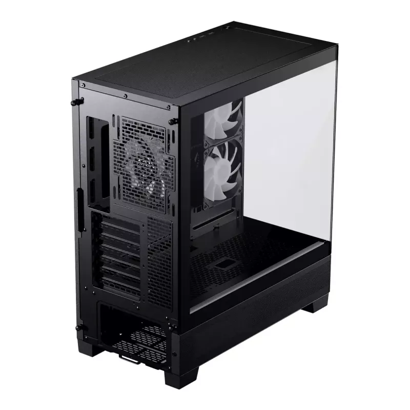 Phanteks XT View Tower Melns — Midi-Tower, rūdīts stikls, RGB, atbalsta ATX/EATX/Micro-ATX/Mini-ITX, GPU līdz 41.5 cm, CPU dzesētājs 184 mm