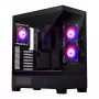 Phanteks XT View Tower Melns — Midi-Tower, rūdīts stikls, RGB, atbalsta ATX/EATX/Micro-ATX/Mini-ITX, GPU līdz 41.5 cm, CPU dzesētājs 184 mm