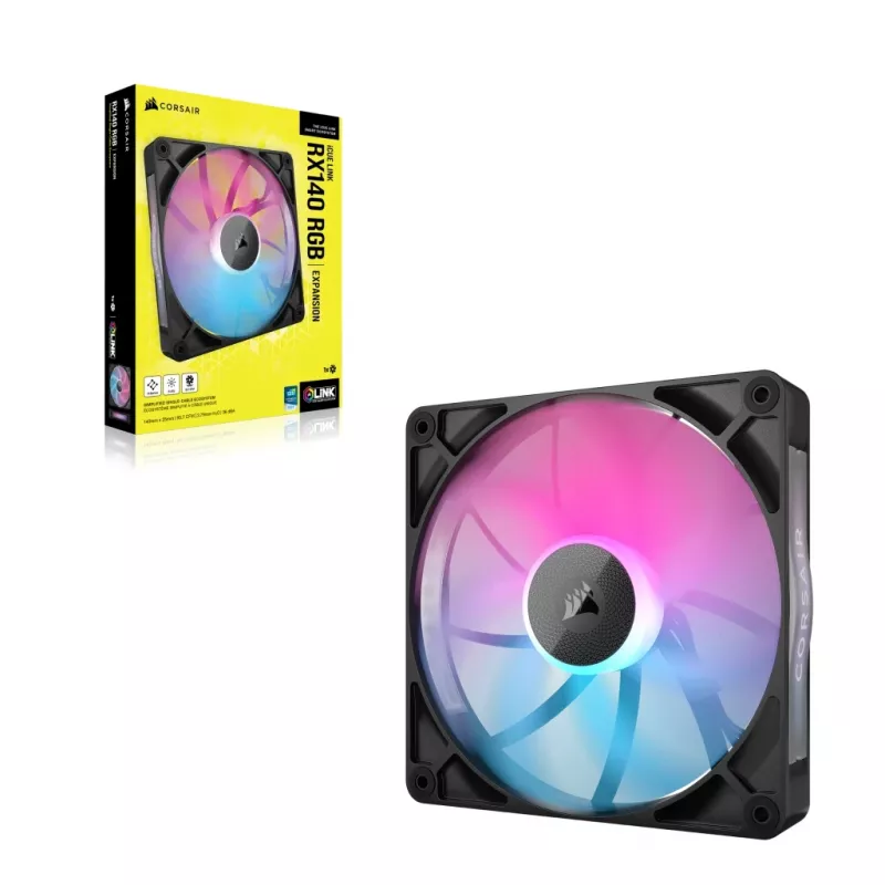 Fan Corsair iCUE LINK RX140 RGB 14 cm melns 300-1700 RPM magnētiskais gultnis