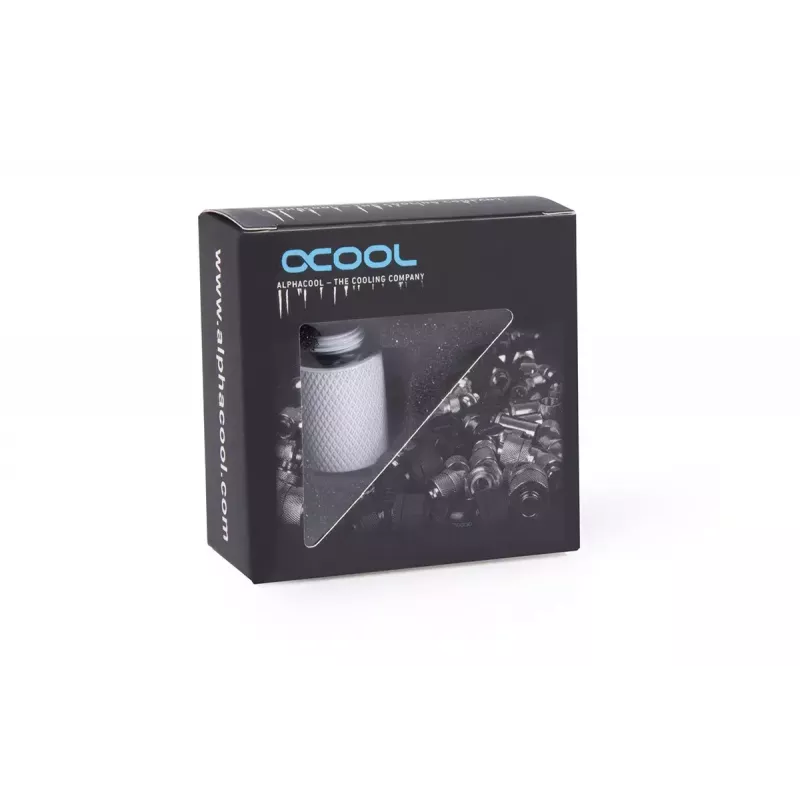 Šļūtenes savienotājs Alphacool 17568 Balts 1/4 collas vītne 20 mm dziļums