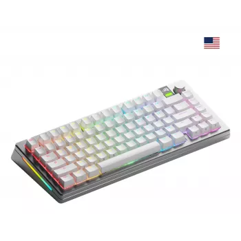 Mehāniskā tastatūra GLORIOUS GMMK 3 PRO 75% Prebuilt Wireless, USB + RF + Bluetooth, QWERTY, sudraba krāsā