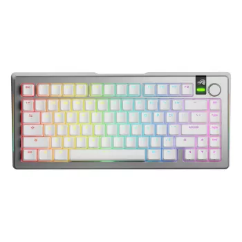 Mehāniskā tastatūra GLORIOUS GMMK 3 PRO 75% Prebuilt Wireless, USB + RF + Bluetooth, QWERTY, sudraba krāsā