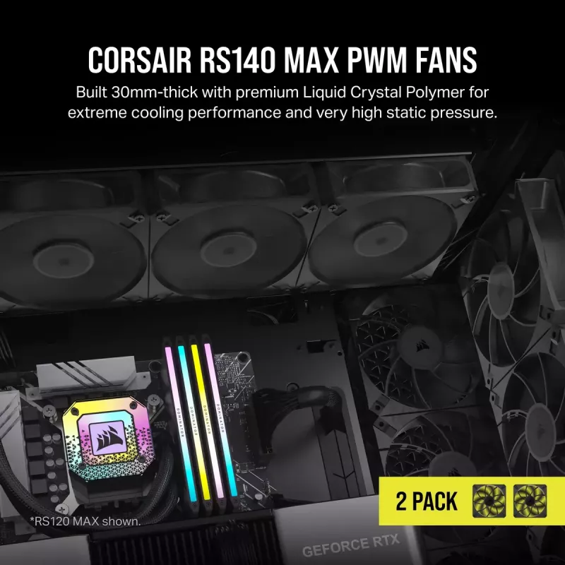 Korpusa ventilators Corsair RS140 MAX Computer case Fan 14 cm Melns 2 gab.