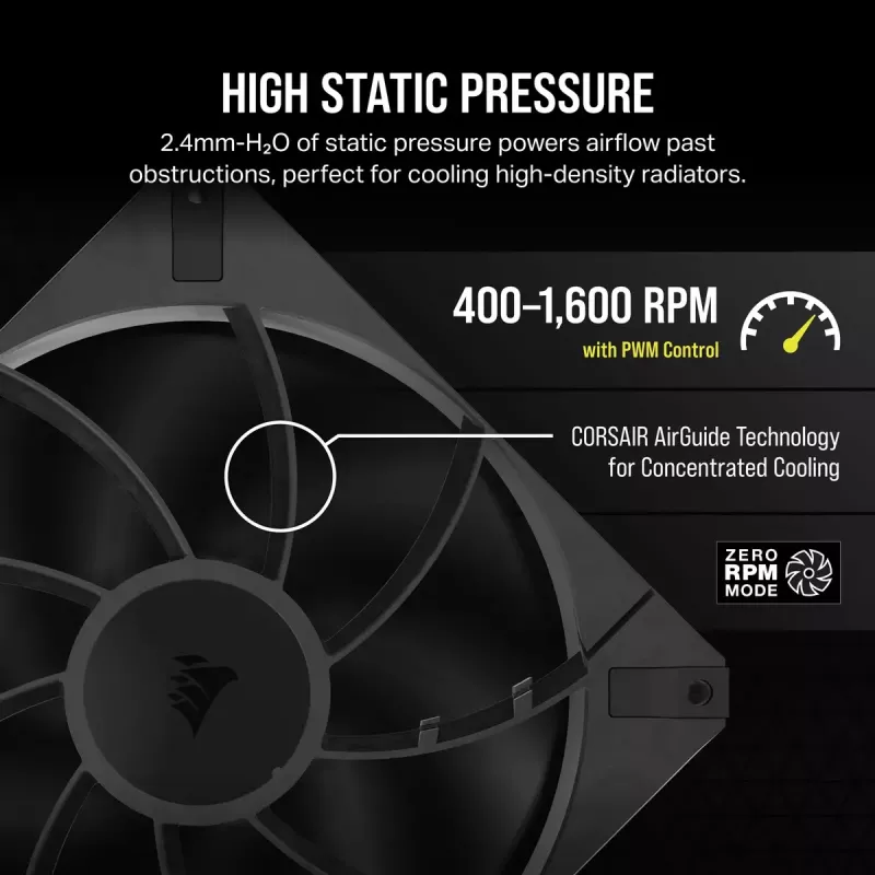 Korpusa ventilators Corsair RS140 MAX Computer case Fan 14 cm Melns 2 gab.
