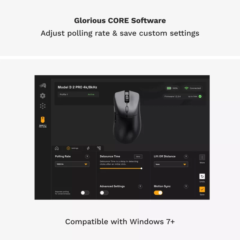 Glorious Gaming Glorious Model D 2 PRO Wireless - 1K Polling - Melns