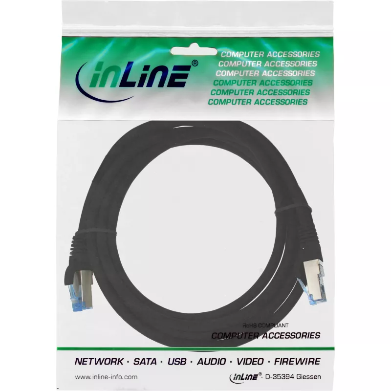 InLine komutācijas kabelis S/FTP PiMF Cat.6A halogenfree 500MHz melns 3m