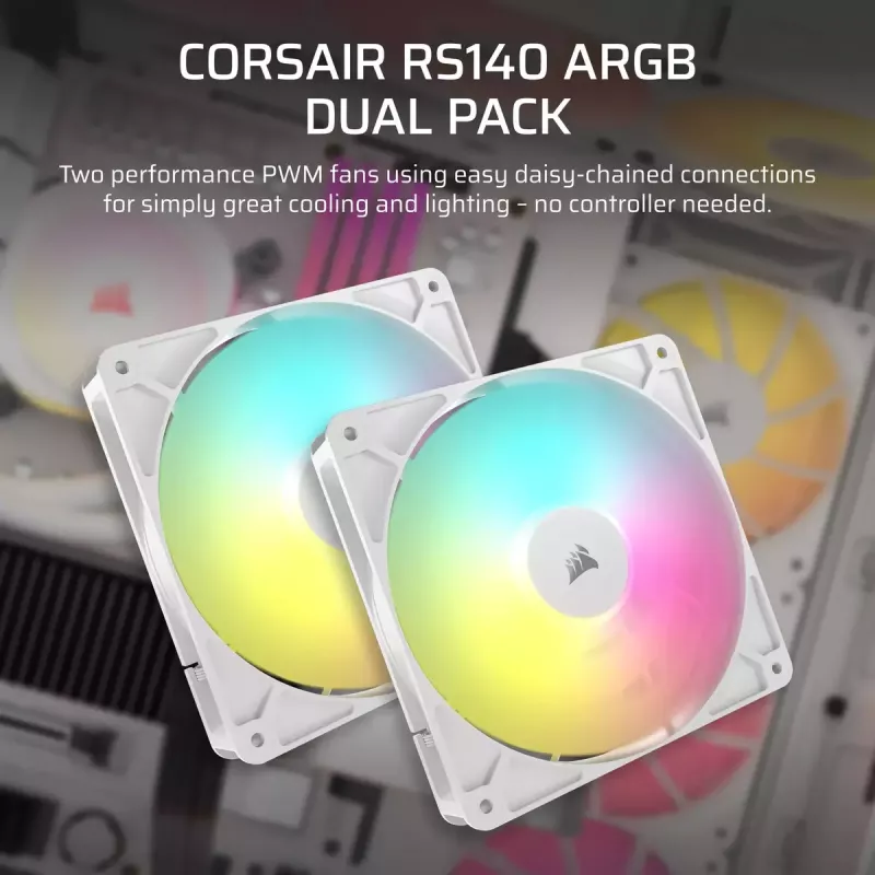 Ventilators Corsair RS140 ARGB 14 cm balts 330-1700 RPM