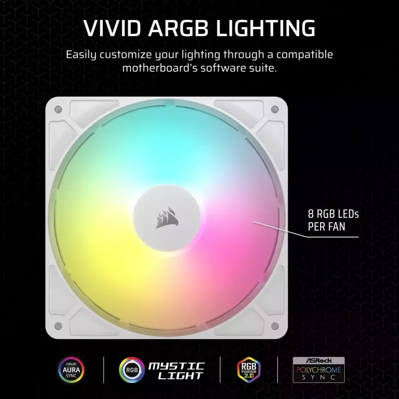 Ventilators Corsair RS140 ARGB 14 cm balts 330-1700 RPM