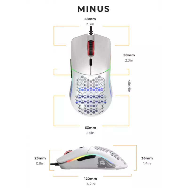 Glorious Gaming Glorious Model O- pele parastā (balta), labās rokas, optiskā, USB A tipa, 3200 DPI, balta