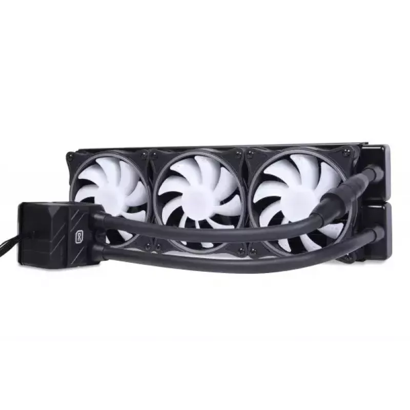 Universāls šķidruma dzesētājs Alphacool 13074 — 120 mm ventilatori, 3 ventilatori, 2500 RPM, 40 cm caurules, vara radiators, multi-LED, melns