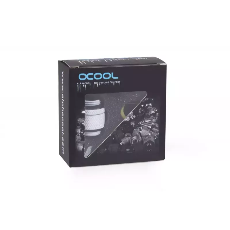 Šļūtenes savienotājs Alphacool 17489 misiņa balts 22 mm dziļš 1,8 cm diametrs