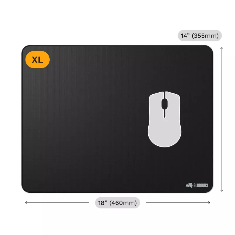 Glorious Gaming Glorious pele Pad 2 XL - Šūtas malas - Melns, Melns, Monohromatisks, Audums, Gumija, Neslīdoša pamatne, Spēļu pelītes paliktnis