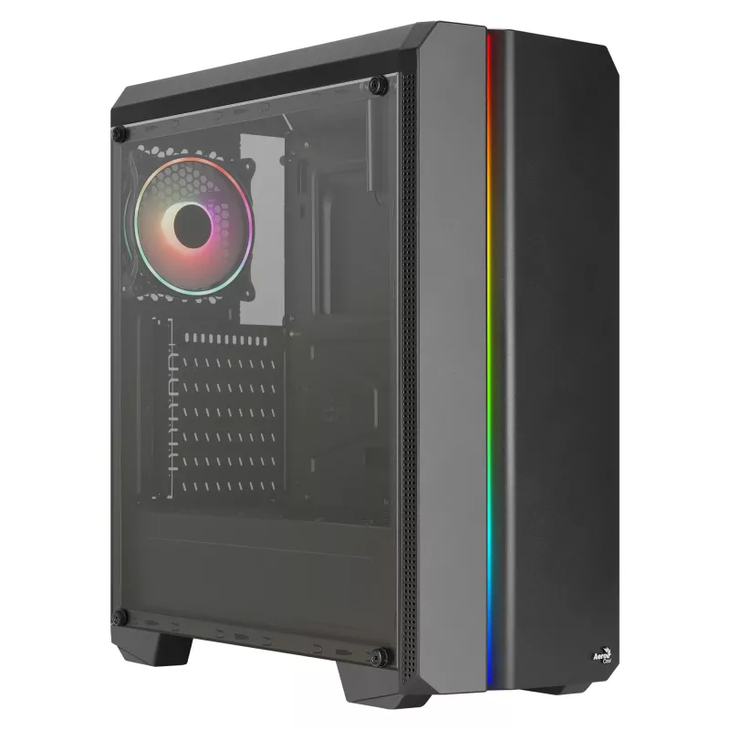 Aerocool GENESISV2BK PC ATX korpuss, priekšējais panelis LED ARGB ventilators ARGB 12 cm, melns