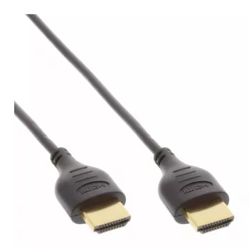 InLine ātrgaitas HDMI kabelis ar Ethernet, AM/AM, īpaši plāns, melns/zelta, 1.8 m