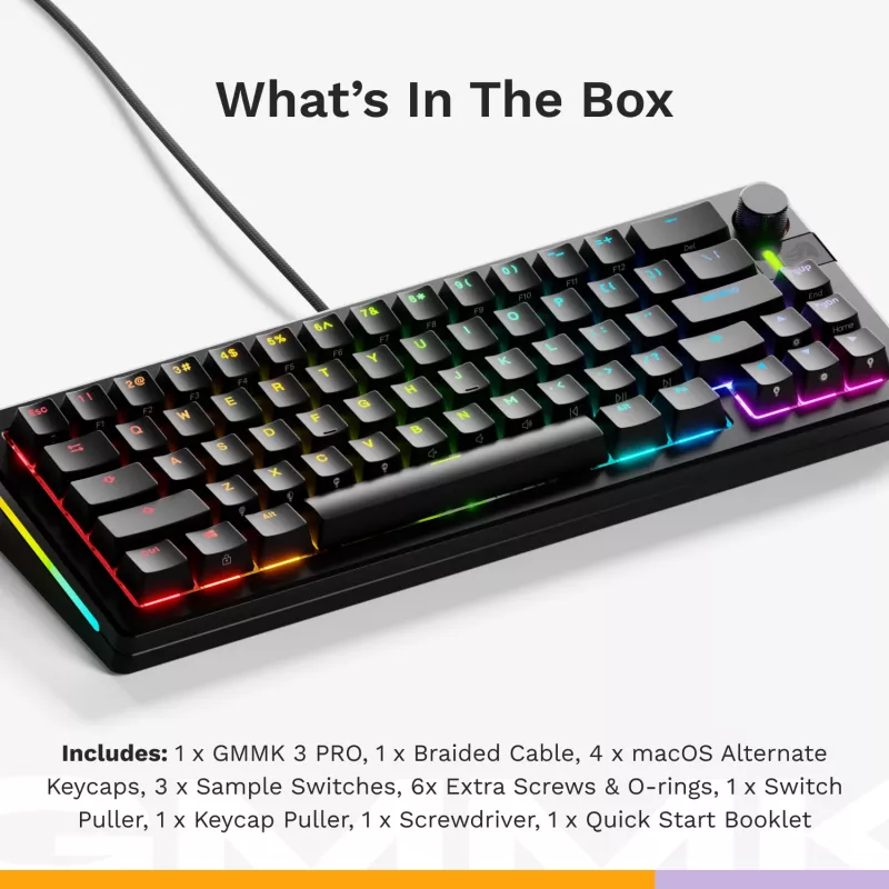 Mechanical tastatūra GLORIOUS GMMK 3 PRO 65% Prebuilt Wired USB, QWERTY, RGB, Melns