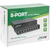 InLine tīkla slēdzis, 8 portu, 1 Gb/s, galda, metāla, bez ventilatora, ekranēti porti