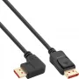 InLine DisplayPort 1.4 kabelis, 8K4K, leņķa, melns/zelts, 3 m