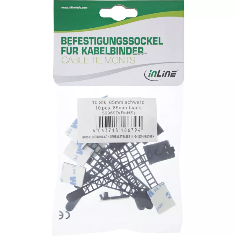 Regulējama kabeļu skava InLine 59969B 64mm melna 10gab.