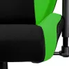 Spēļu krēsls Nitro Concepts S300 — auduma sēdeklis, regulējams augstums 128–140 cm, atzveltnes platums 56 cm, melna/zaļa