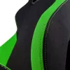 Spēļu krēsls Nitro Concepts S300 — auduma sēdeklis, regulējams augstums 128–140 cm, atzveltnes platums 56 cm, melna/zaļa