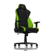 Spēļu krēsls Nitro Concepts S300 — auduma sēdeklis, regulējams augstums 128–140 cm, atzveltnes platums 56 cm, melna/zaļa