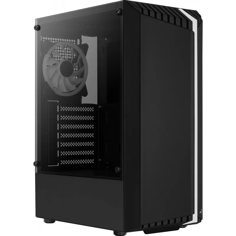 PC korpuss AEROCOOL Bionic Midi Tower — ATX, rūdīts stikls, 3.5“x2 / 2.5”x4 sloti, līdz 297 mm GPU, 158 mm CPU dzesētājs, zils LED