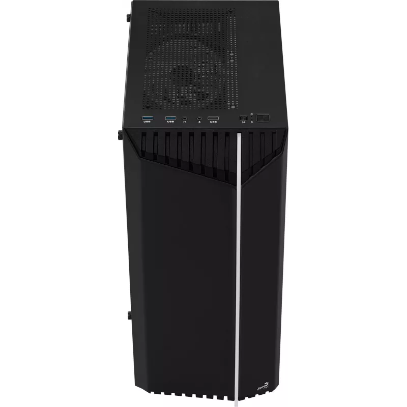 PC korpuss AEROCOOL Bionic Midi Tower — ATX, rūdīts stikls, 3.5“x2 / 2.5”x4 sloti, līdz 297 mm GPU, 158 mm CPU dzesētājs, zils LED