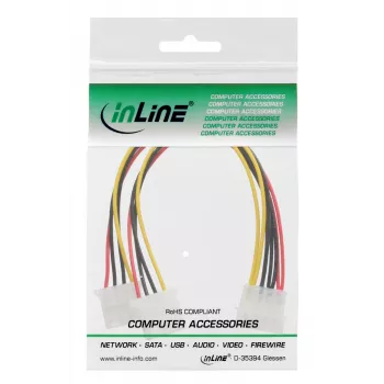 InLine iekšējais strāvas Y veida kabelis 1x 5,25 collu Molex / 2x 5,25 collu Molex 0,20 m