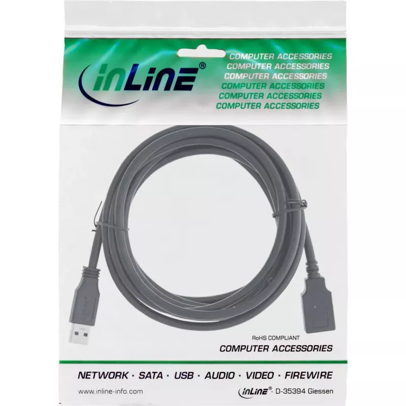 USB 3.2 Gen.1 Kabelis Type A vīr. / Type B siev. InLine 35630 3m melns