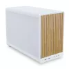 Lian Li A3-mATX mikrotornis balts ar koka akcentiem — Micro-ATX/Mini-ITX, ATX/SFX/SFX-L barošanas bloka atbalsts