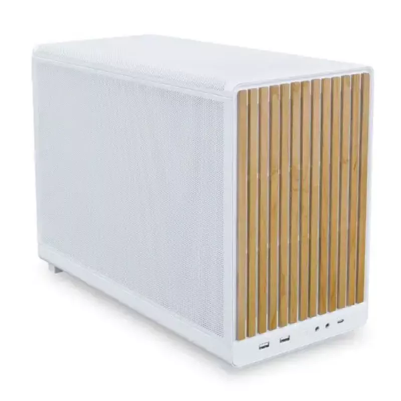 Lian Li A3-mATX mikrotornis balts ar koka akcentiem — Micro-ATX/Mini-ITX, ATX/SFX/SFX-L barošanas bloka atbalsts