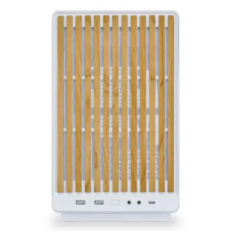Lian Li A3-mATX mikrotornis balts ar koka akcentiem — Micro-ATX/Mini-ITX, ATX/SFX/SFX-L barošanas bloka atbalsts