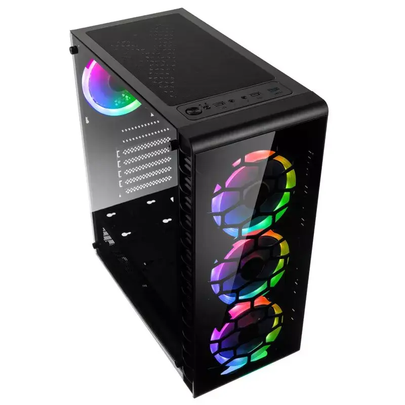 PC Midi Tower Kolink Observatory Lite — Melna, Rūdītais stikls, ATX/Micro-ITX, 3x120mm Priekšā, 1x120mm Aizmugurē, 190×400×440 mm