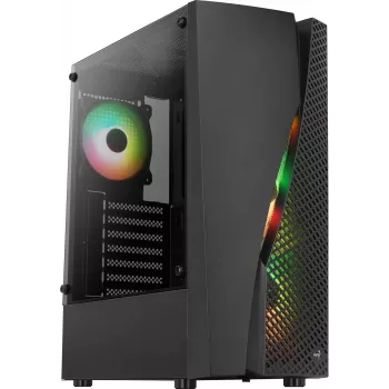Aerocool WAVEBKV3 ATX PC korpuss, rūdīts stikls, 4x RGB ventilatori, melns