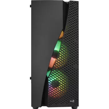 Aerocool WAVEBKV3 ATX PC korpuss, rūdīts stikls, 4x RGB ventilatori, melns
