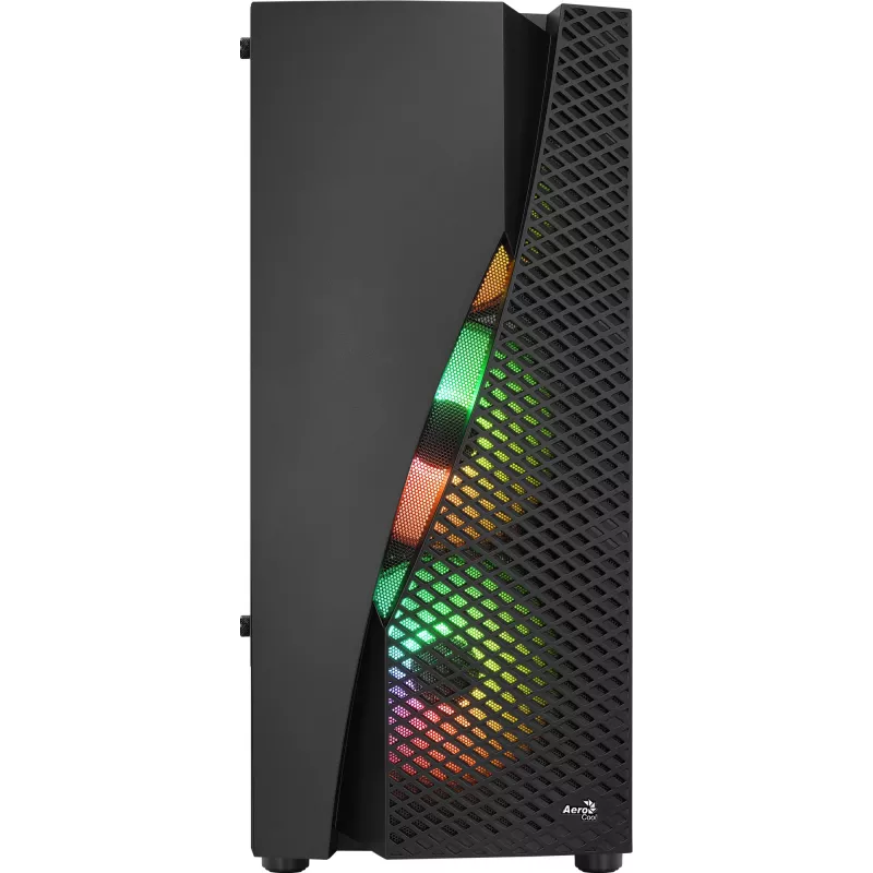 Aerocool WAVEBKV3 ATX PC korpuss, rūdīts stikls, 4x RGB ventilatori, melns