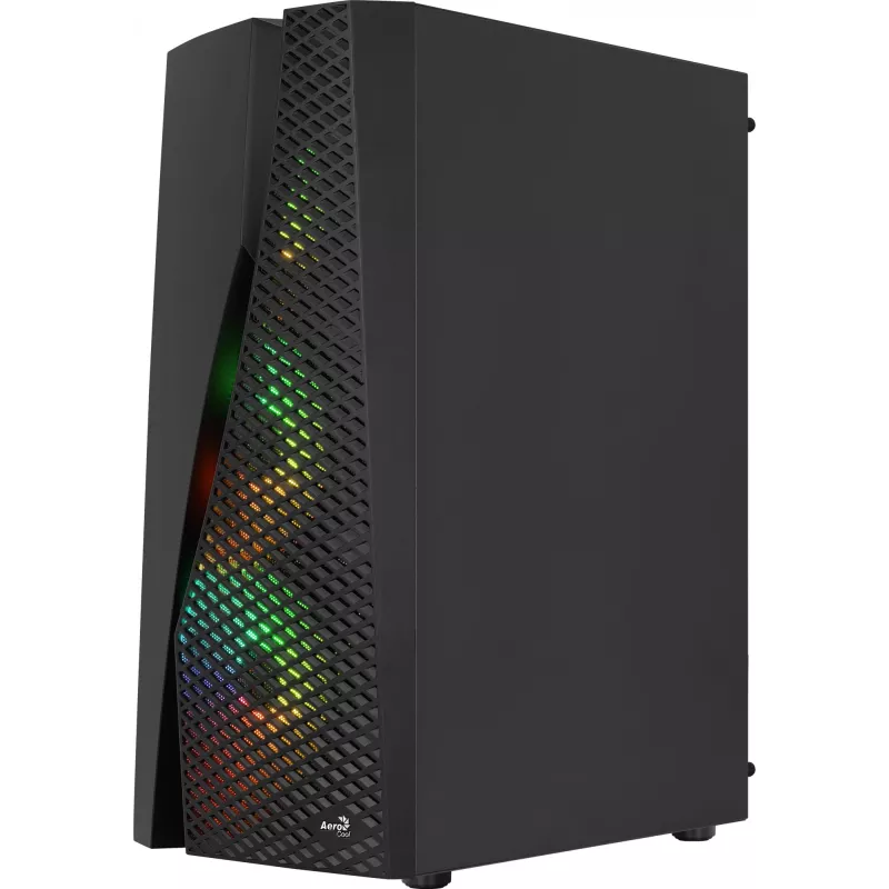 Aerocool WAVEBKV3 ATX PC korpuss, rūdīts stikls, 4x RGB ventilatori, melns