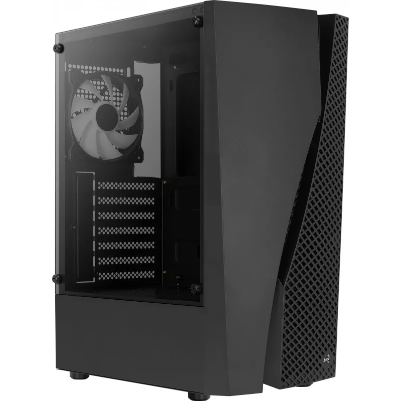 Aerocool WAVEBKV3 ATX PC korpuss, rūdīts stikls, 4x RGB ventilatori, melns