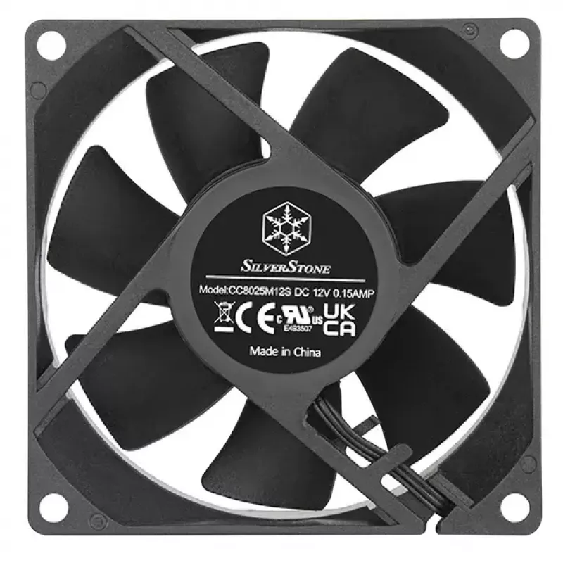Ventilators Silverstone FN80 8 cm melns 27.81 cfm 1.86 mmH2O